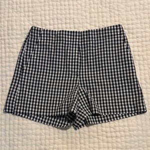 Cool Seersucker Navy and White Checkered Women Shorts with front pockets , LOFT,